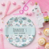 Schattigee nautische walvissen Waterverf Baby show Papieren Bordje (Feest)