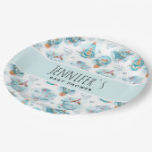 Schattigee nautische walvissen Waterverf Baby show Papieren Bordje (Gekanteld)