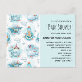 Schattigee nautische walvissen Waterverf Baby show Uitnodiging Briefkaart (Voorkant)