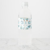 Schattigee nautische walvissen Waterverf Baby show Waterfles Etiket (Achterkant)