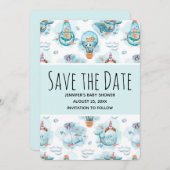 Schattigee nautische walvissen Waterverf patroon o Save The Date (Voorkant / Achterkant)