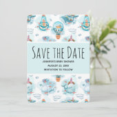 Schattigee nautische walvissen Waterverf patroon o Save The Date (Staand voorkant)