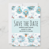 Schattigee nautische walvissen Waterverf patroon o Save The Date (Voorkant)