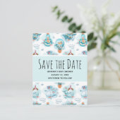 Schattigee nautische walvissen Waterverf Save the Uitnodiging Briefkaart (Staand voorkant)