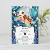 Schattigee nautische Waterverf schildpad Verjaarda Kaart (Staand voorkant)