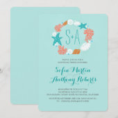 Schattigee nautische zee krans repetitie uitnodigi kaart (Voorkant / Achterkant)