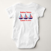 Schattigee nautische zeilboot gepersonaliseerde Ki Romper (Achterkant)