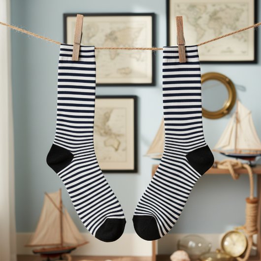 Schattigee Navy blauw en wit gestreepte Sokken