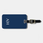Schattigee Navy blauw en wit, Modern Monogram Bagagelabel (Voorkant horizontaal)