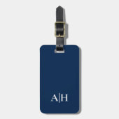 Schattigee Navy blauw en wit, Modern Monogram Bagagelabel (Voorkant verticaal)