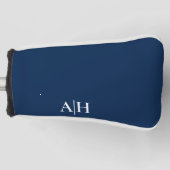 Schattigee Navy blauw en wit, Modern Monogram Golfheadcover (Voorkant)