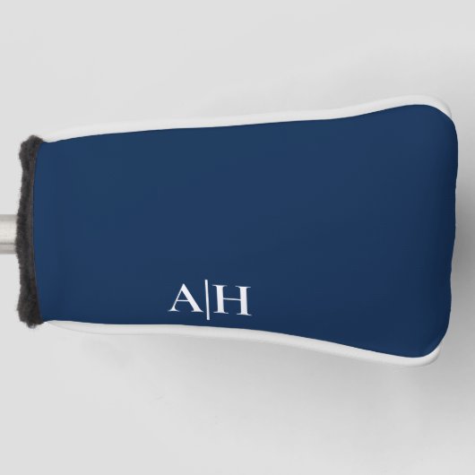 Schattigee Navy blauw en wit, Modern Monogram Golfheadcover (Voorkant)