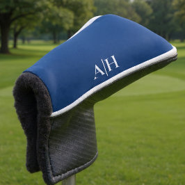 Schattigee Navy blauw en wit, Modern Monogram Golfheadcover