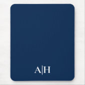 Schattigee Navy blauw en wit, Modern Monogram Muismat (Voorkant)