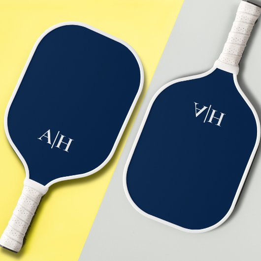 Schattigee Navy blauw en wit, Modern Monogram Pickleball Paddle