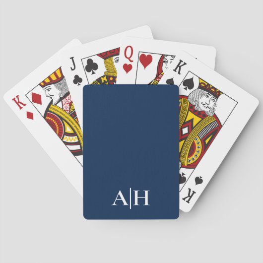 Schattigee Navy blauw en wit, Modern Monogram Pokerkaarten (Achterkant)