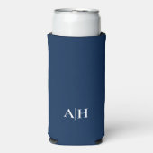 Schattigee Navy blauw en wit, Modern Monogram Seltzer Blikjeskoeler (Seltzer Voorkant)