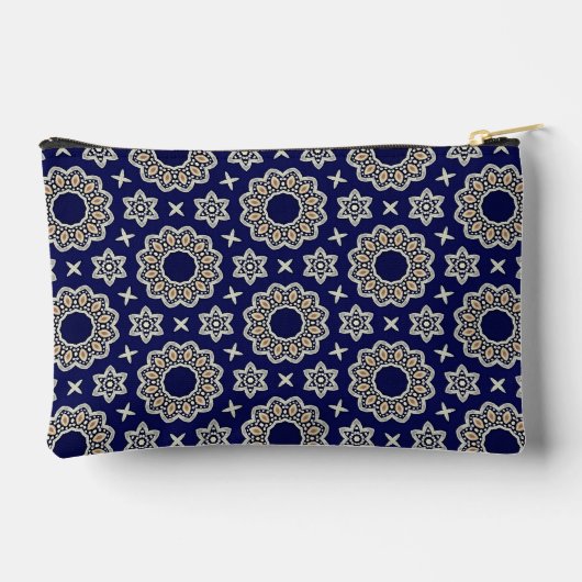 Schattigee Navy Blauw Wit & Goud Mandala Dot Art D Etui (Achterkant)