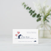 Schattigee Navy blauw Witte Huis Logo Senior Careg Visitekaartje (Staand voorkant)