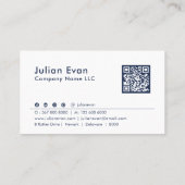 Schattigee Navy blauw Witte Huis Logo Senior Careg Visitekaartje (Achterkant)