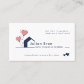 Schattigee Navy blauw Witte Huis Logo Senior Careg Visitekaartje (Voorkant)