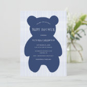 Schattigee Navy Blue Beer Stripe Baby shower Kaart (Staand voorkant)
