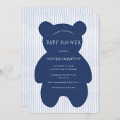 Schattigee Navy Blue Beer Stripe Baby shower Kaart (Voorkant / Achterkant)