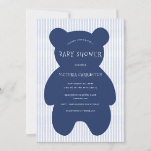 Schattigee Navy Blue Beer Stripe Baby shower Kaart