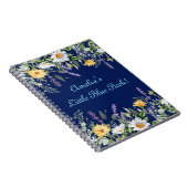 Schattigee Navy Blue Boho Wildflowers Gepersonalis Notitieboek (Rechterzijde)