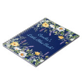 Schattigee Navy Blue Boho Wildflowers Gepersonalis Notitieboek (Linkerzijde)