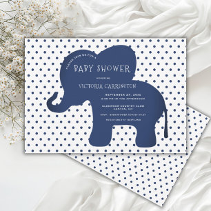 Schattigee Navy Blue Elephant Polkadot Baby shower Kaart