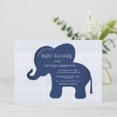 Schattigee Navy Blue Elephant Stripe Baby shower Kaart (Staand voorkant)
