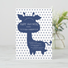Schattigee Navy Blue Giraffe Polkadot Baby shower Kaart