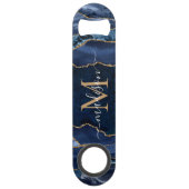 Schattigee Navy Blue Gold Glitter Agaat Geode Mono Speed Flessenopener (Voorkant)