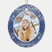 Schattigee Navy Nordic Snowflake Sweater Pattern F Keramisch Ornament (Links)