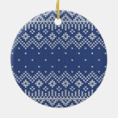 Schattigee Navy Nordic Snowflake Sweater Pattern F Keramisch Ornament (Achterkant)