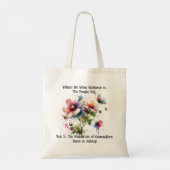 Schattigee Navy & Roze WATERVERF FLORAL COUNSELORS Tote Bag (Achterkant)