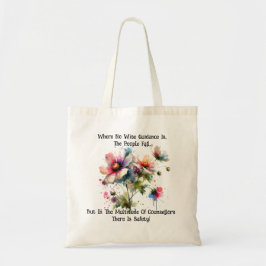 Schattigee Navy & Roze WATERVERF FLORAL COUNSELORS Tote Bag