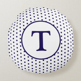 Schattigee Navy & Witte Polka-Dot Ronde Kussen