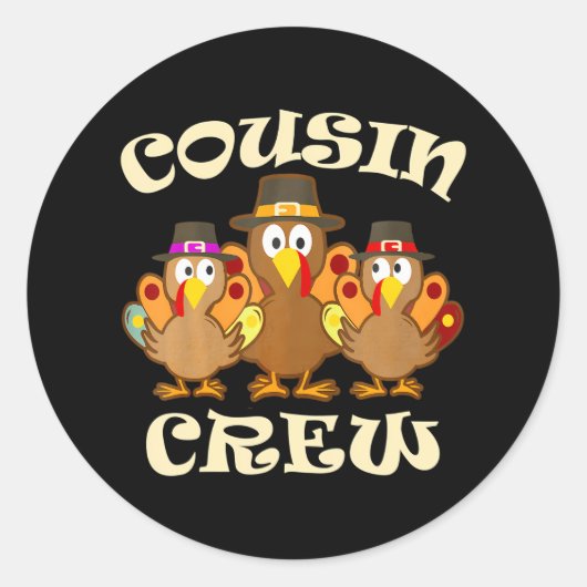 Schattigee neef Crew Turkije Familie Thanksgiving Ronde Sticker (Voorkant)