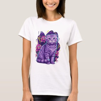 Schattigee Neon Cat Fantasy Art T-shirt