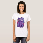 Schattigee Neon Cat Fantasy Art T-shirt (Voorkant volledig)