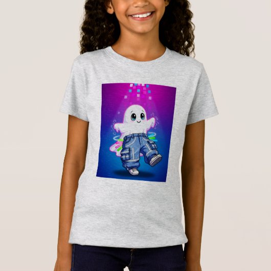 Schattigee Neon Glow Ghost Kinder T-shirt (Voorkant)