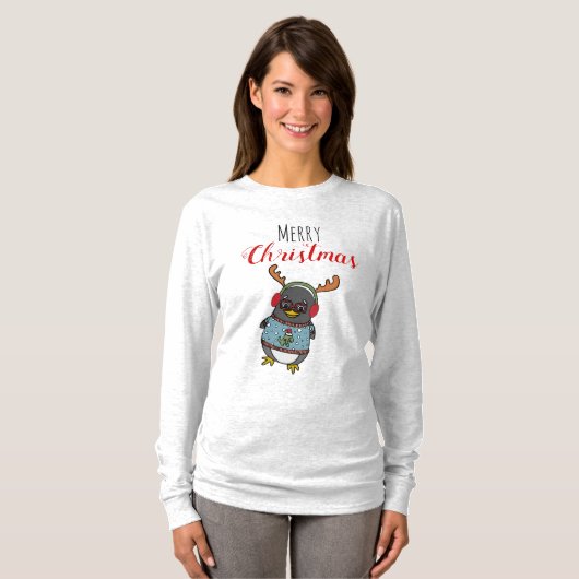 Schattigee Nerd Penguin Graphic | Lelijke kersttru T-shirt (Voorkant volledig)