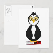Schattigee nerdy boekenworm pinguïn briefkaart (Voorkant / Achterkant)