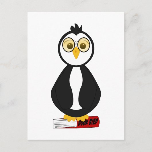Schattigee nerdy boekenworm pinguïn briefkaart (Voorkant)