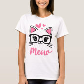 Schattigee Nerdy Cat - Meow Design Grappige kat T-shirt (Voorkant)