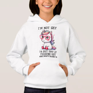 Schattigee Nerdy Eenhoorn Meisjes Hoodie: Verlegen