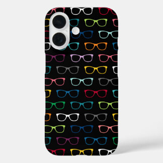 Schattigee Nerdy Hipster Brillen Patroon Kleurrijk iPhone 16 Hoesje