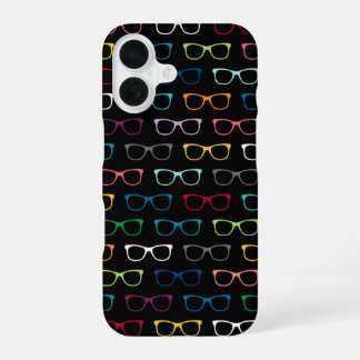 Schattigee Nerdy Hipster Brillen Patroon Kleurrijk iPhone 16 Hoesje